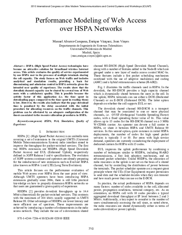 (PDF) Performance modeling of web access over HSPA networks