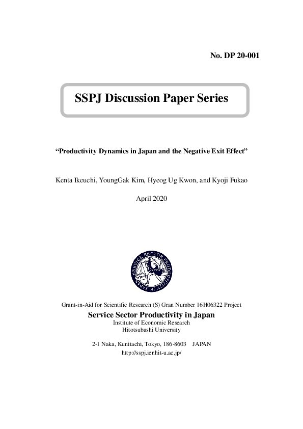 (PDF) Productivity dynamics in Japan and the negative exit effect