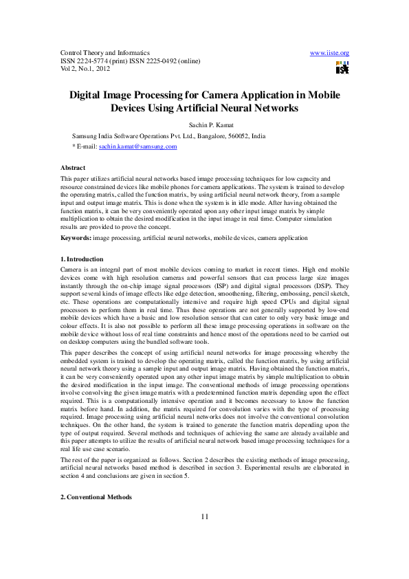 (PDF) Digital Image Processing for Camera Application in Mobile Devices ...