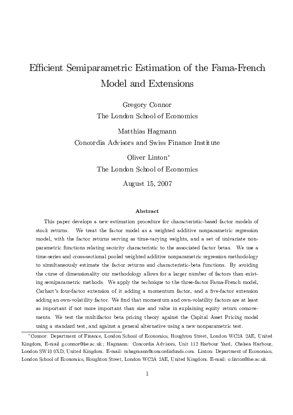 (PDF) Efficient Semiparametric Estimation of the Fama-French Model and ...