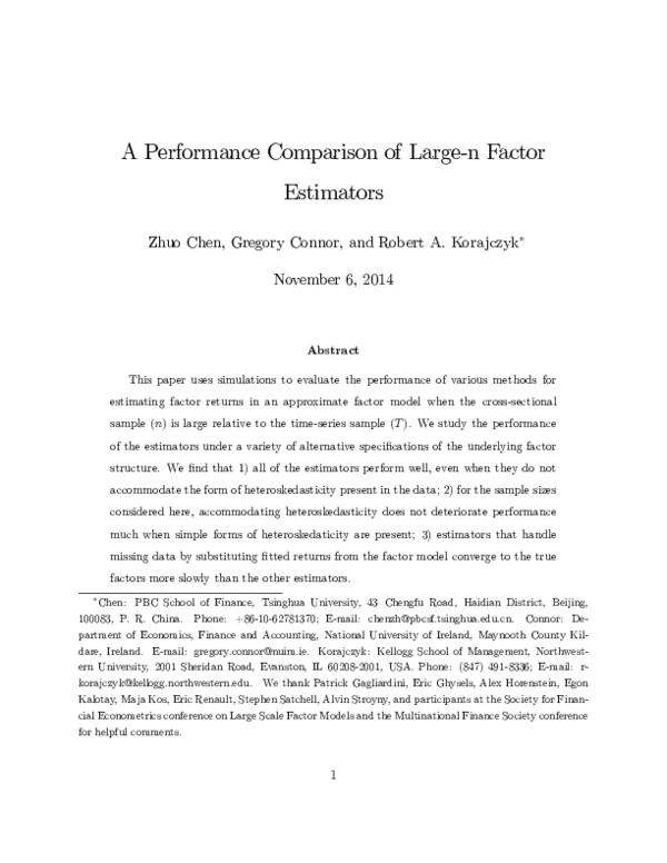 (PDF) A Performance Comparison of Large-n Factor Estimators