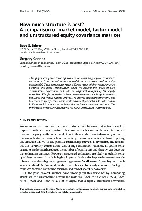 (PDF) How much structure is best? A comparison of market model, factor ...