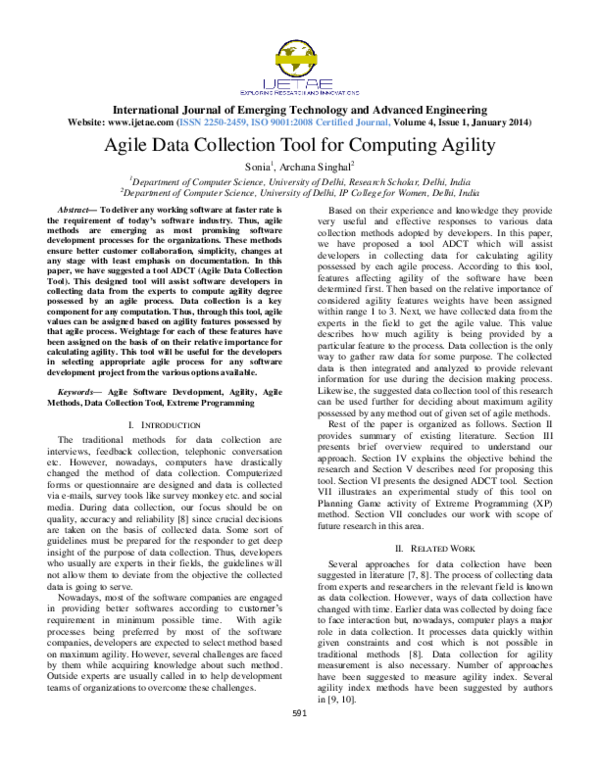 (PDF) Agile Data Collection Tool for Computing Agility