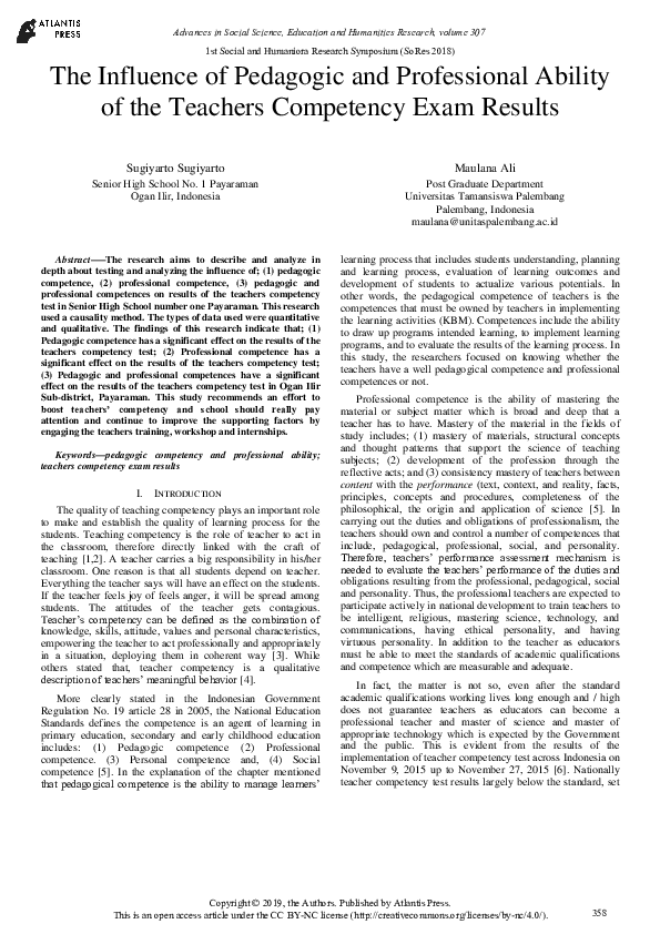(PDF) The Influence of Pedagogic and Professional Ability of the ...