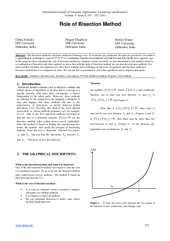 (PDF) Role of Bisection Method