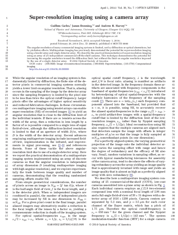 (PDF) Super-resolution imaging using a camera array
