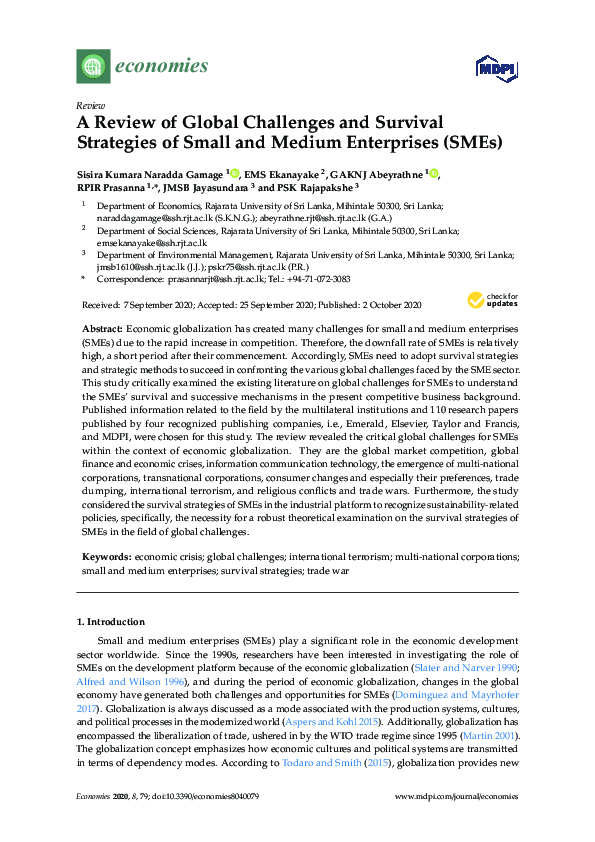 (PDF) A Review of Global Challenges and Survival Strategies of Small ...