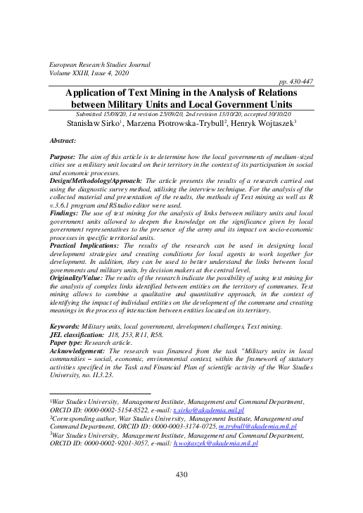 (PDF) Application of Text Mining in the Analysis of Relations between ...