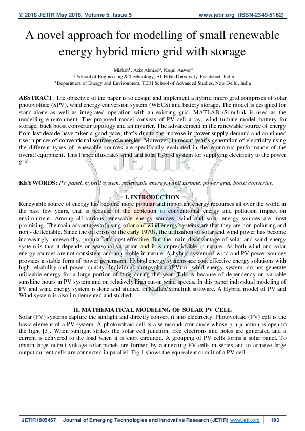 (PDF) A novel approach for modelling of small renewable energy hybrid ...