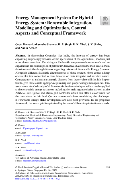 (PDF) Energy Management System for Hybrid Energy System: Renewable ...