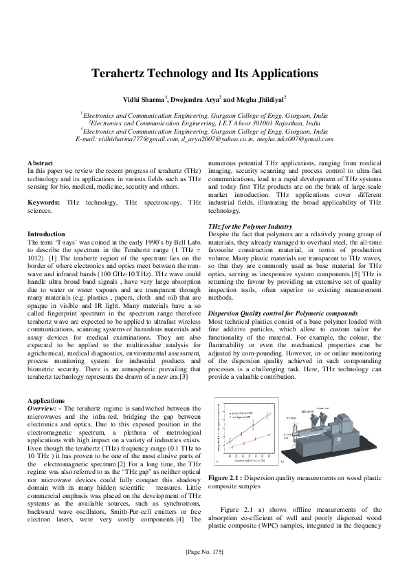 (PDF) Terahertz Technology and Its Applications