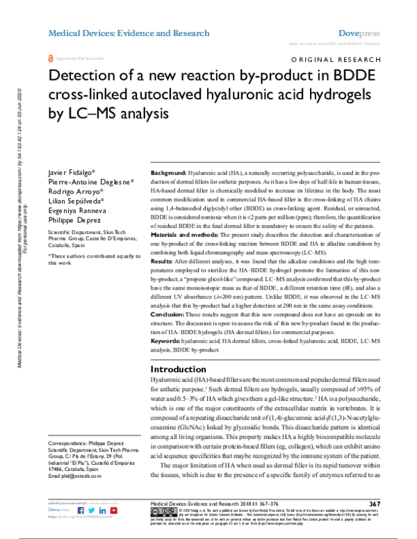 (PDF) Detection of a new reaction by-product in BDDE cross-linked ...