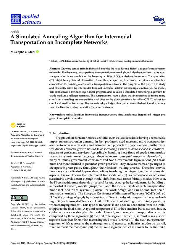 (PDF) A Simulated Annealing Algorithm for Intermodal Transportation on ...