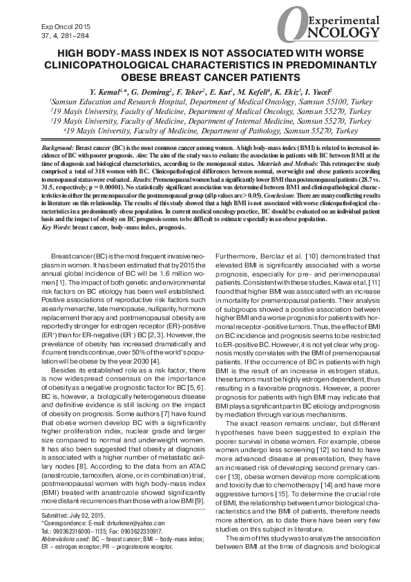 (PDF) High Body-Mass Index is Not Associated with Worse ...