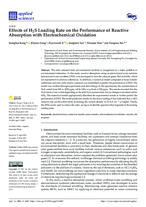 (PDF) Effects of H2S Loading Rate on the Performance of Reactive ...