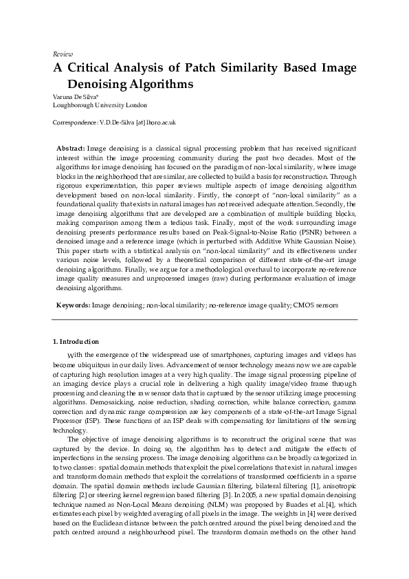 (PDF) A Critical Analysis of Patch Similarity Based Image Denoising ...