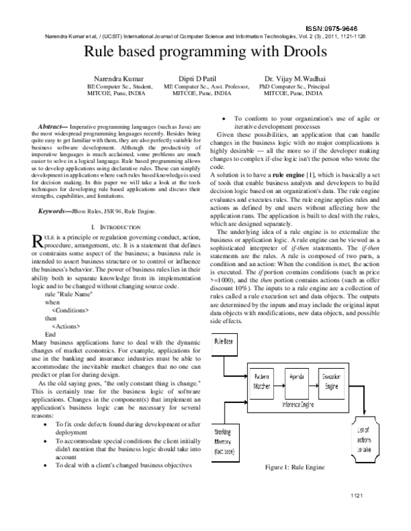 (PDF) Rule based programming with Drools
