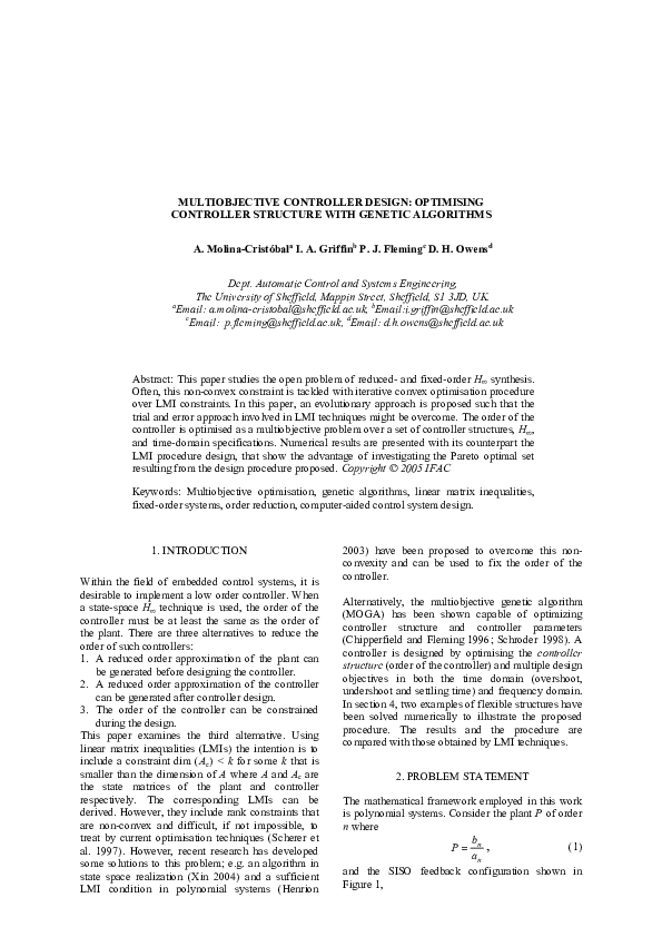 (PDF) Multiobjective controller design: optimising controller structure ...