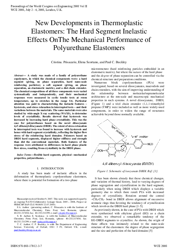 (PDF) New Developments in Thermoplastic Elastomers : The Hard Segment ...