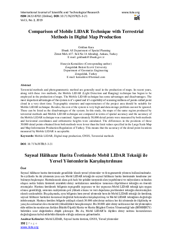 (PDF) Comparison of Mobile LIDAR Technique with Terrestrial Methods in ...