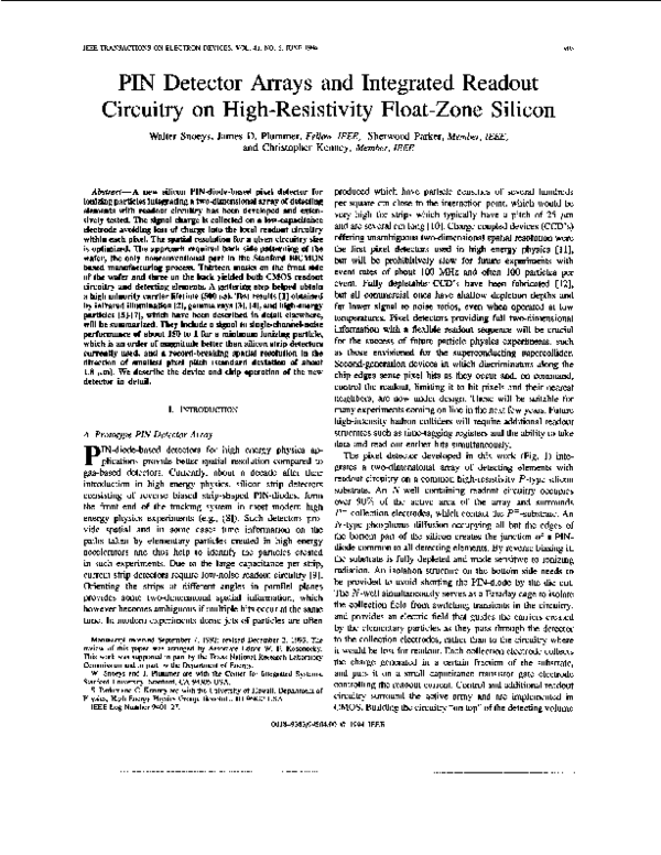 (PDF) PIN detector arrays and integrated readout circuitry on high ...