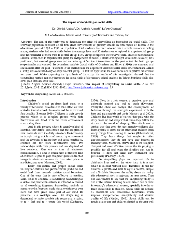 (PDF) The impact of storytelling on social skills