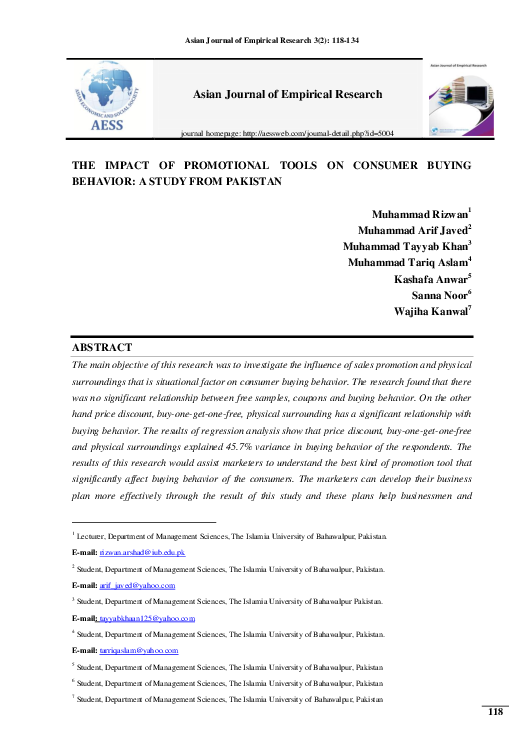 (PDF) The Impact of Promotional Tools on Consumer Buying Behavior: A ...