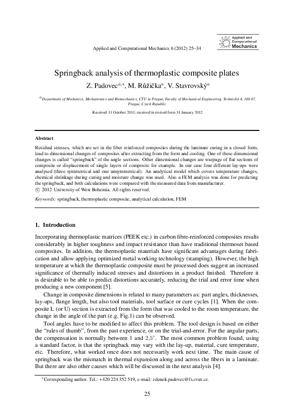 (PDF) Springback analysis of thermoplastic composite plates