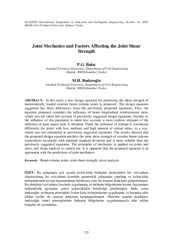 (PDF) Joint Mechanics and Factors Affecting the Joint