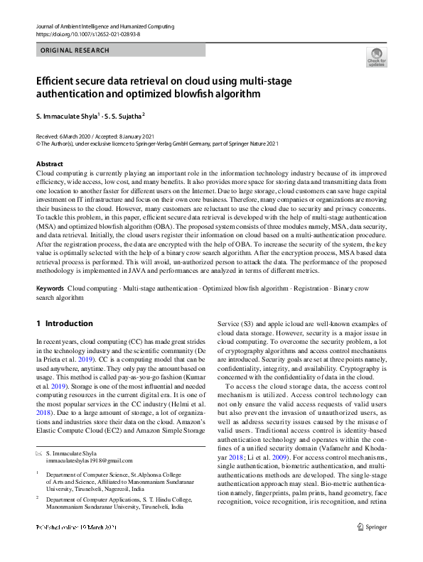 (PDF) Efficient secure data retrieval on cloud using multi-stage ...