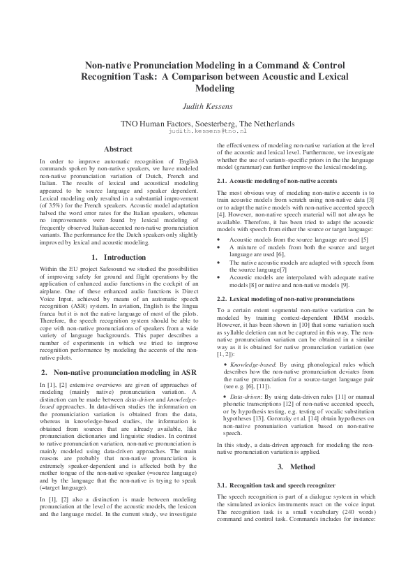(PDF) Non-native pronunciation modeling in a command & control ...
