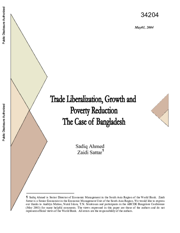 (PDF) Trade liberalization, growth and poverty reduction - the case of ...