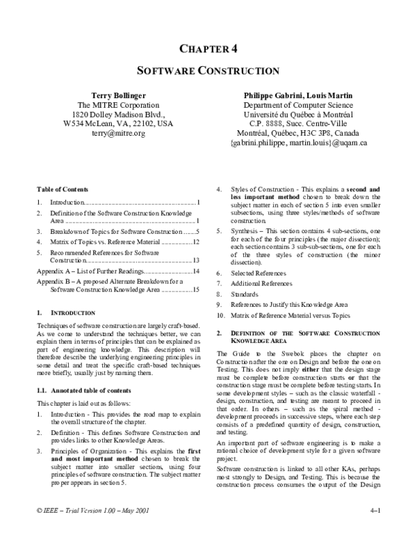 (PDF) Chapter 4 Software Construction