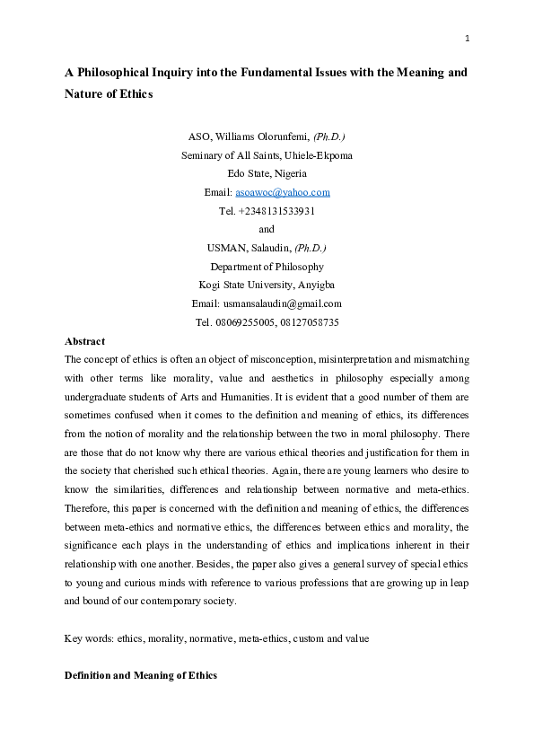 (DOC) A Philosophical Inquiry into the Fundamental Issues with the ...