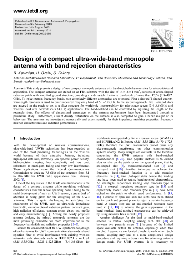 (PDF) Design of a compact ultra-wide-band monopole antenna with band ...