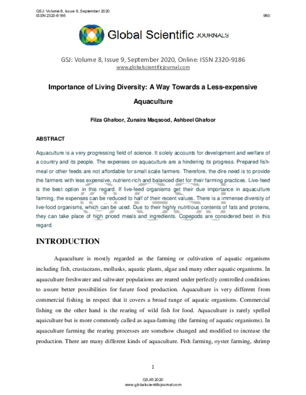 PDF Importance Of Living Diversity A Way Towards A Less expensive 