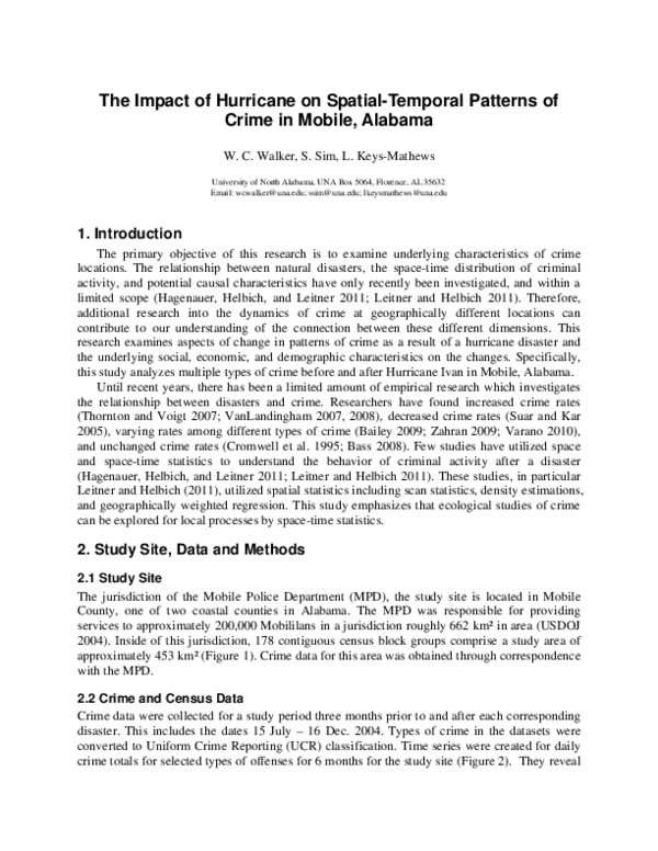 (PDF) The Impact of Hurricane on SpatialTemporal Patterns of Crime in