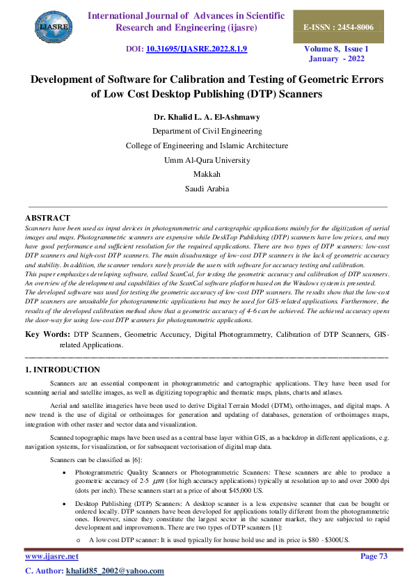 (PDF) Development of Software for Calibration and Testing of Geometric ...