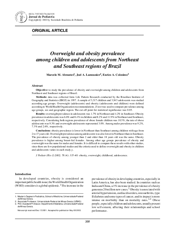(PDF) Overweight and obesity prevalence among children and adolescents ...