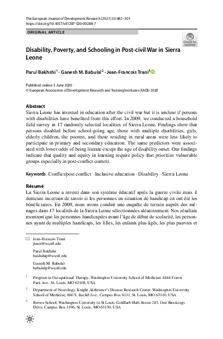  PDF Disability Poverty And Schooling In Post civil War In Sierra 