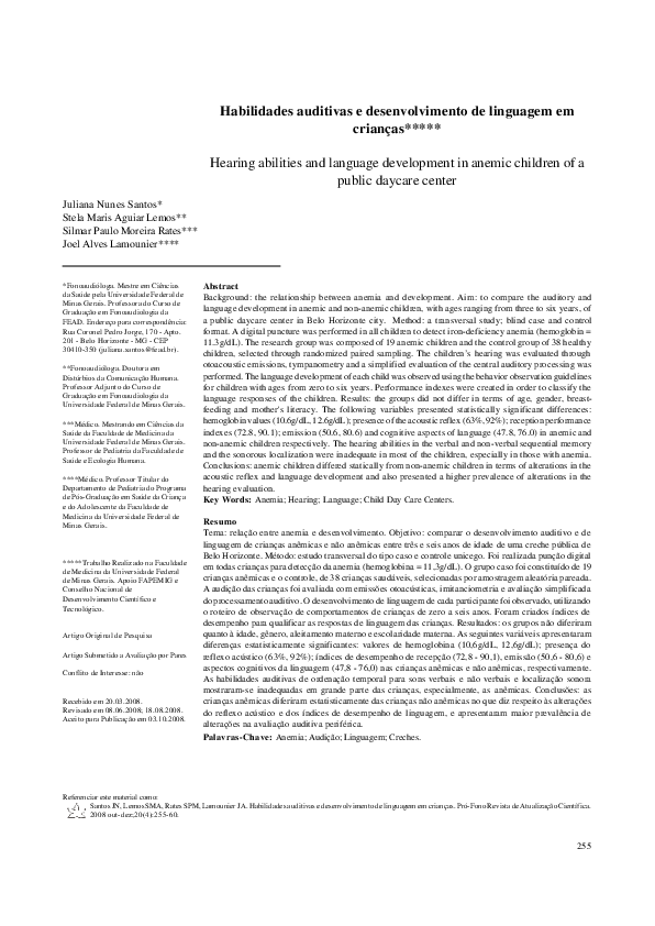 (PDF) Hearing abilities and language development in anemic children of ...