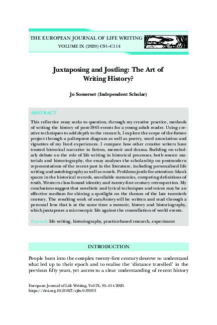 (PDF) Juxtaposing and Jostling: The Art of Writing History?