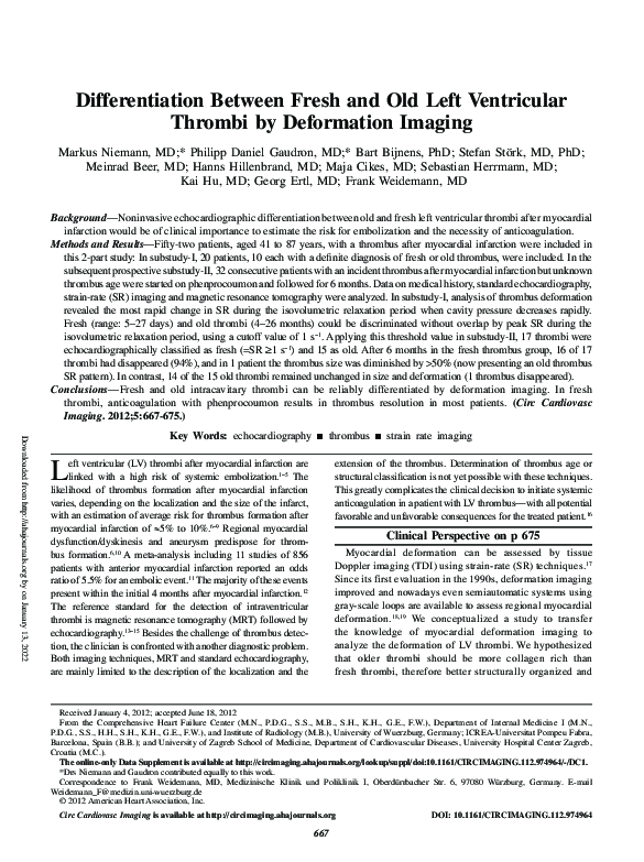 (PDF) Differentiation Between Fresh and Old Left Ventricular Thrombi by ...