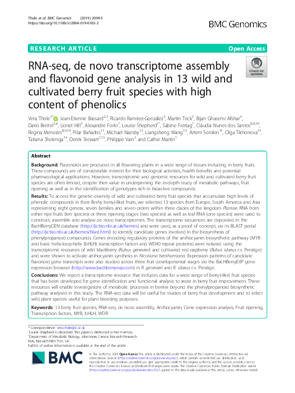(PDF) RNA-seq, de novo transcriptome assembly and flavonoid gene ...