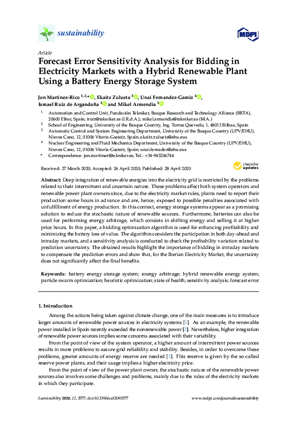 (PDF) Forecast Error Sensitivity Analysis for Bidding in Electricity ...