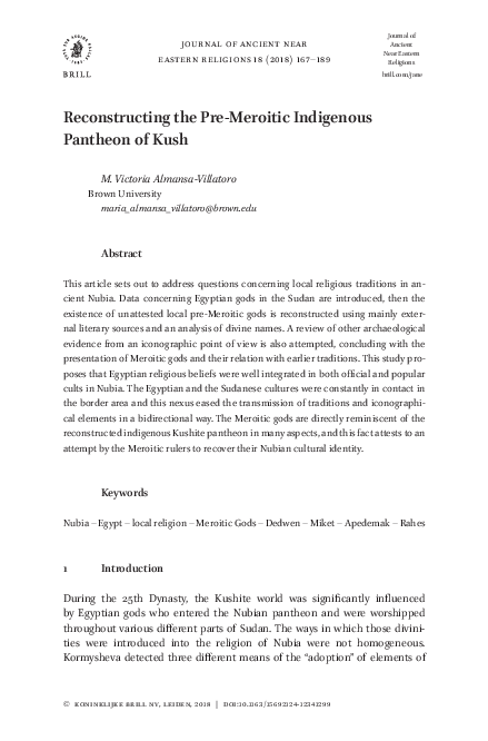 (PDF) Reconstructing the Pre-Merotic Indigenous Pantheon of Kush ...