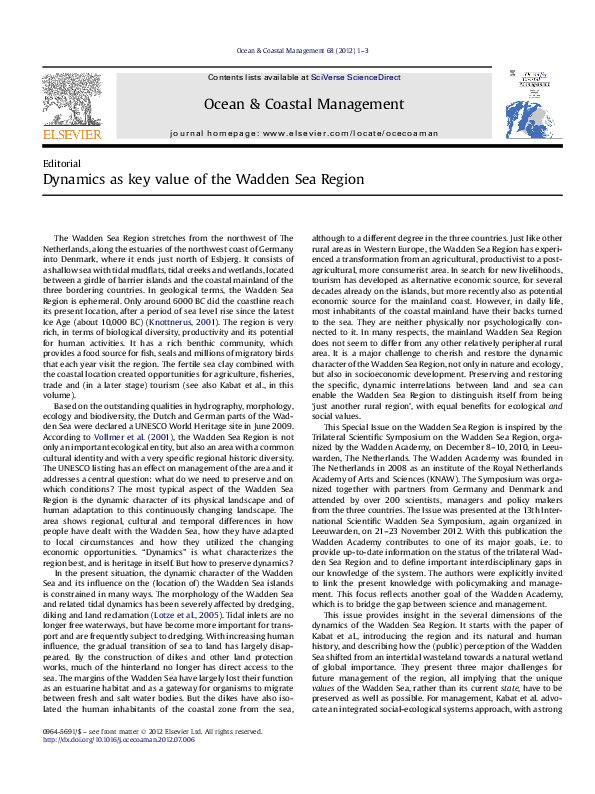 (PDF) Dynamics as key value of the Wadden Sea Region