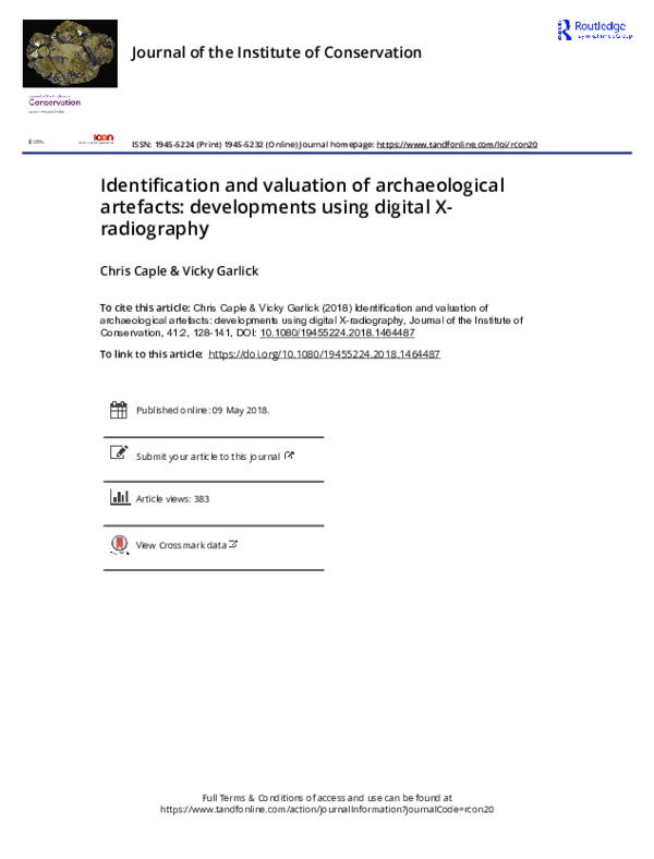 (PDF) Identification and valuation of archaeological artefacts ...
