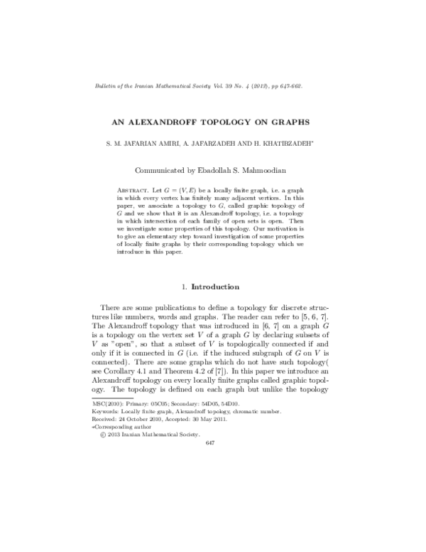 (PDF) An Alexandroff Topology on Graphs