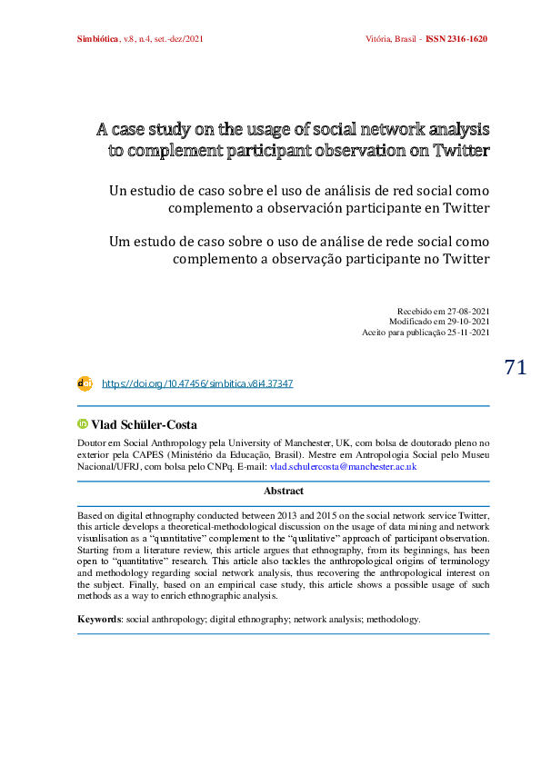 (PDF) A case study on the usage of social network analysis to ...